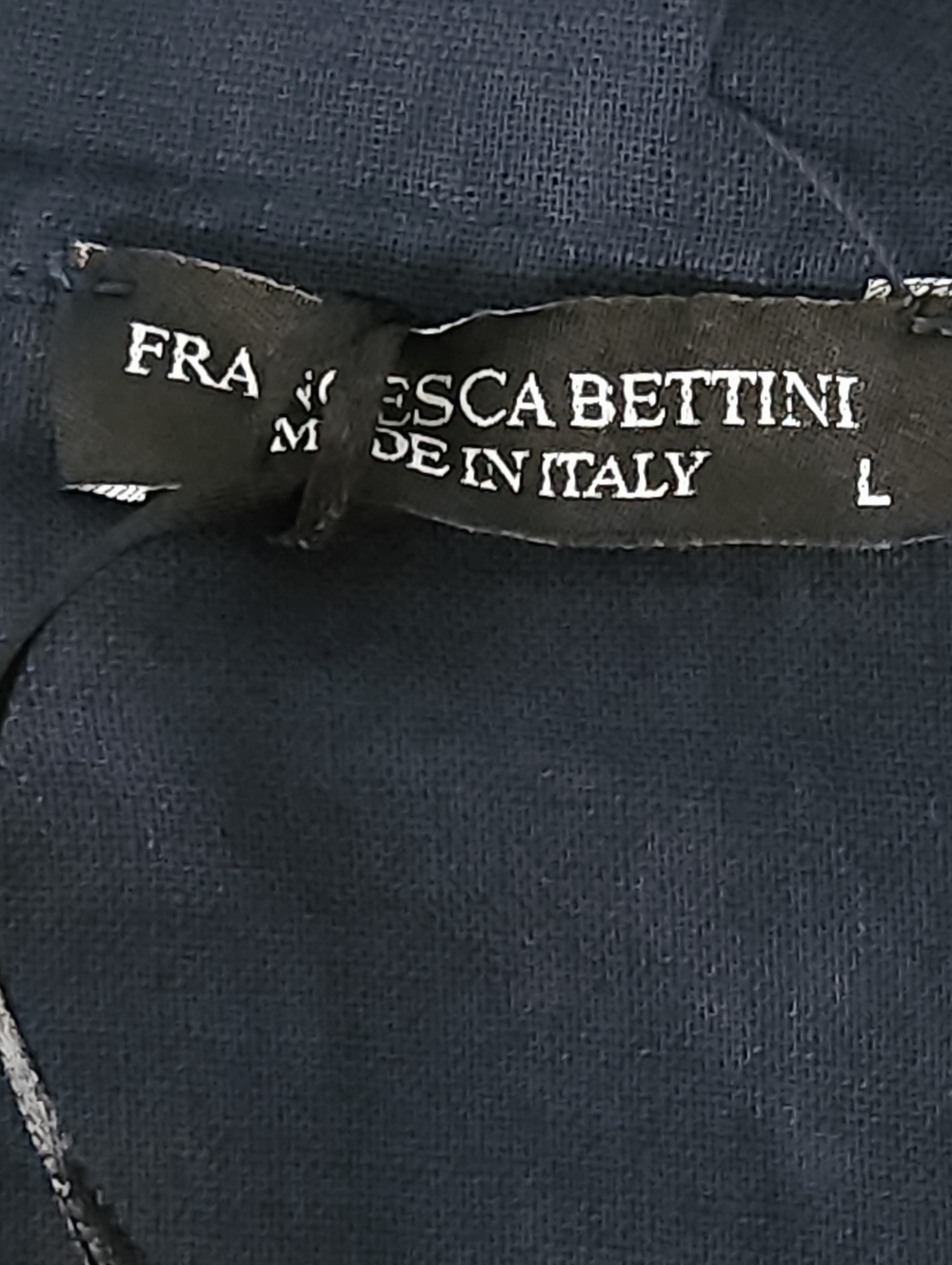 Francesca Bettini Made in Italy Linen Maxi Dress Large Navy Band Collar Button - Picture 4 of 11